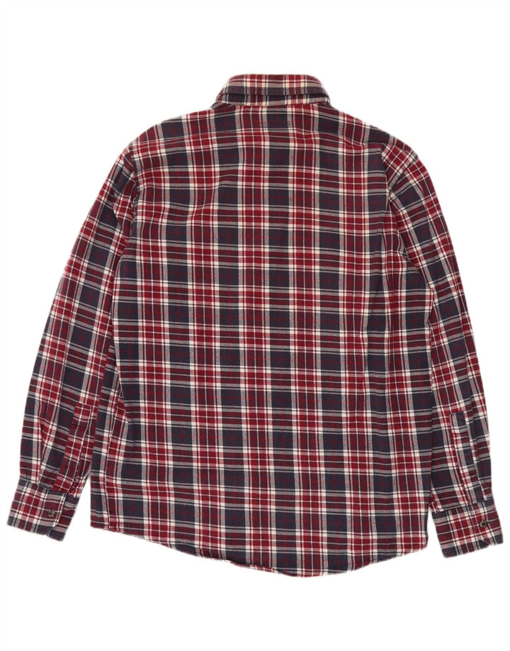 SEA BARRIER Camisa de franela para hombre Algodón a cuadros rojos pequeños