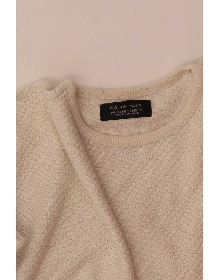 Zara Hombre Jersey De Cuello Redondo Jersey Pequeño Beige