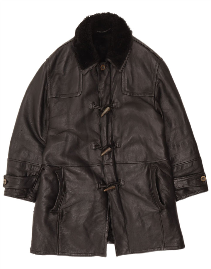 Vintage hombres shearling abrigo IT 52 XL negro shearling