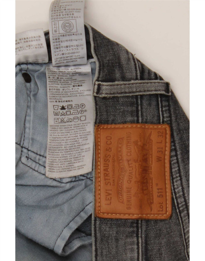 Levi's Hombre 511 Slim Jeans W31 L32 Algodón Gris