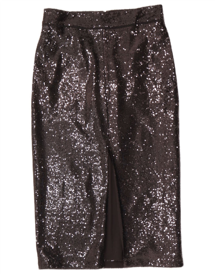 Falda lápiz de lentejuelas para mujer Reiss UK 12 Medium W30 Poliéster negro