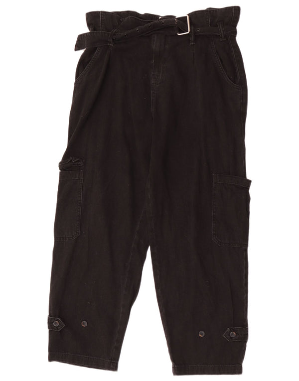 All Saints Vaqueros Cónicos Cargo para Mujer UK 12 Medium W32 L27 Algodón Negro