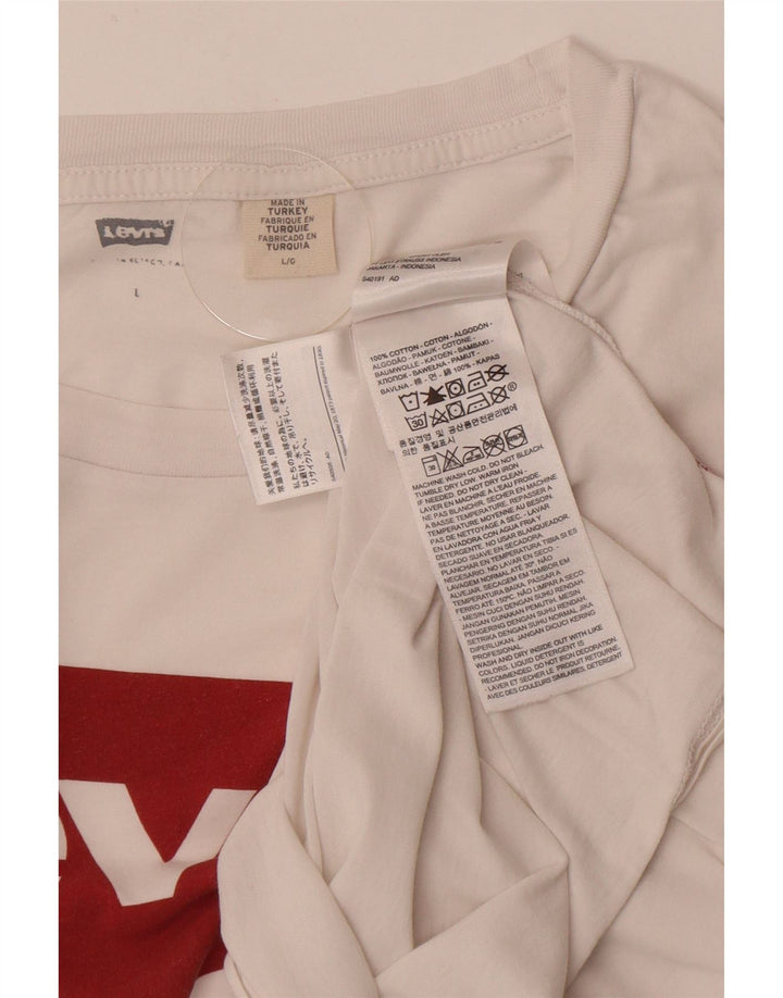Levi's Camiseta gráfica para hombre Top grande de algodón blanco