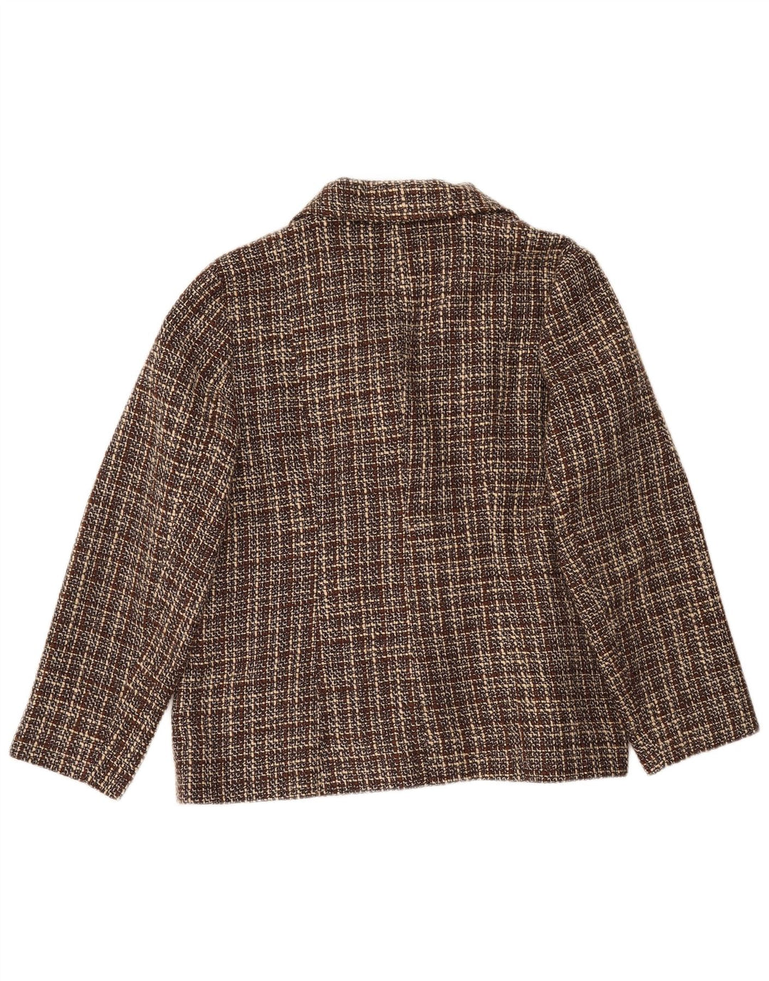 Armario Chaqueta Blazer de 2 Botones para Mujer UK 40 XL Acrílico a Cuadros Marrón