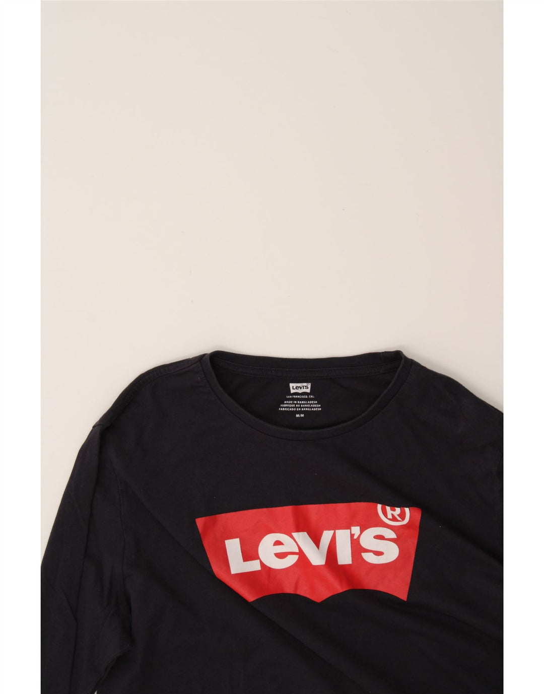 LEVI'S Mens Graphic Top Long Sleeve Medium Navy Blue Cotton Vintage Levi's and Second-Hand Levi's from Messina Hembry 