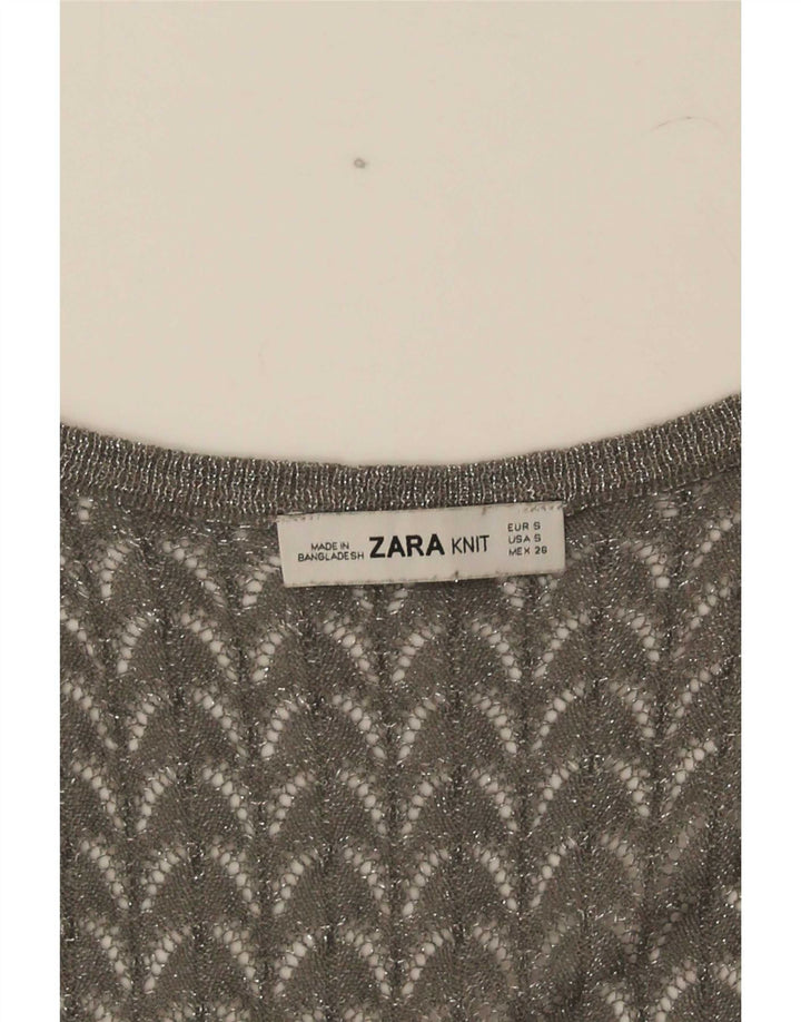 Zara Mujer Crochet Chaleco Top Reino Unido 8 Pequeño Gris