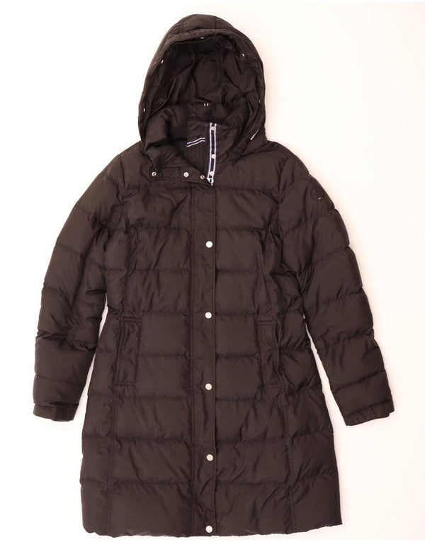 TOMMY HILFIGER Womens Hooded Padded Coat UK 14 Medium Black Polyester