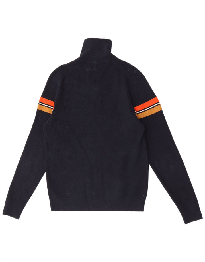 Marks & Spencer Jersey con cuello y cremallera para hombre, color azul marino medio