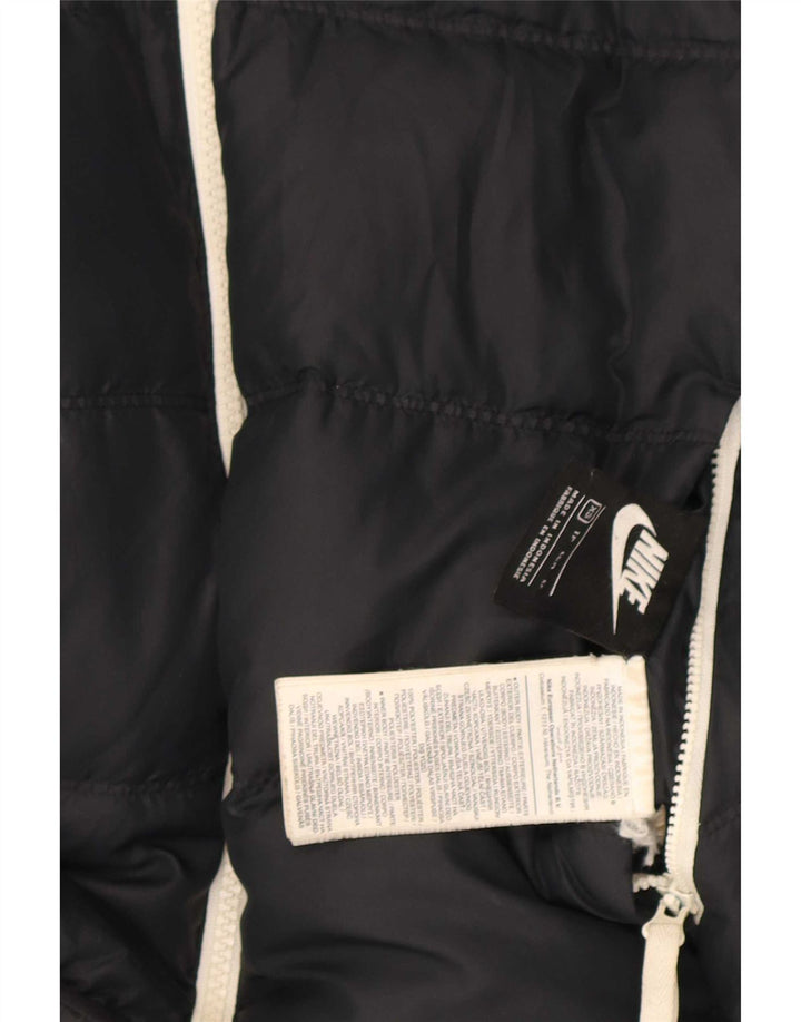 Nike Chaqueta acolchada reversible con capucha de gran tamaño para mujer UK 6 XS Negro
