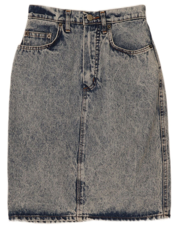 Falda vaquera vintage para mujer W27 algodón azul pequeño