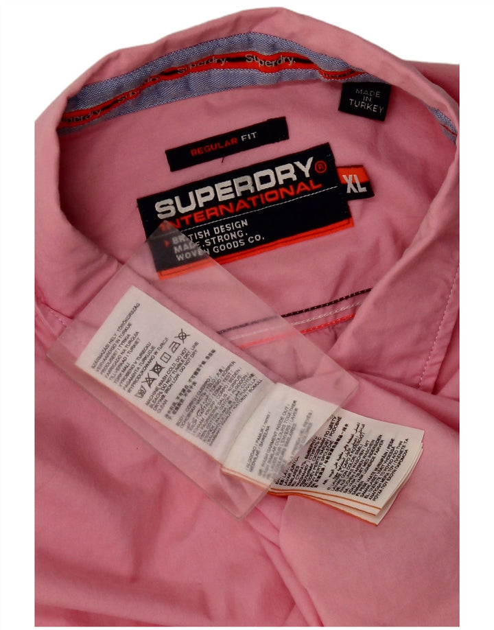 Superdry Camisa Regular Fit De Manga Corta Para Hombre XL Algodón Rosa