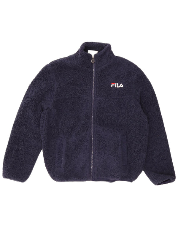 FILA Chaqueta polar con gráfico extragrande para mujer UK 6 XS Poliéster azul marino