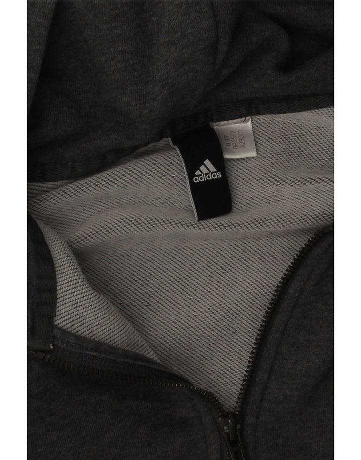 Adidas - Sudadera con capucha para hombre, diseño gráfico con cremallera, talla pequeña, color gris