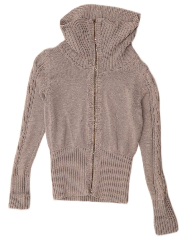 Tommy Hilfiger Suéter tipo cárdigan con cremallera completa para mujer UK 40 Gris medio