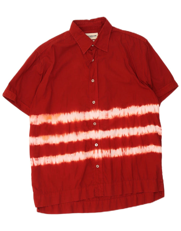 Camisa de manga corta para hombre Tom Tailor de algodón teñido anudado en rojo medio