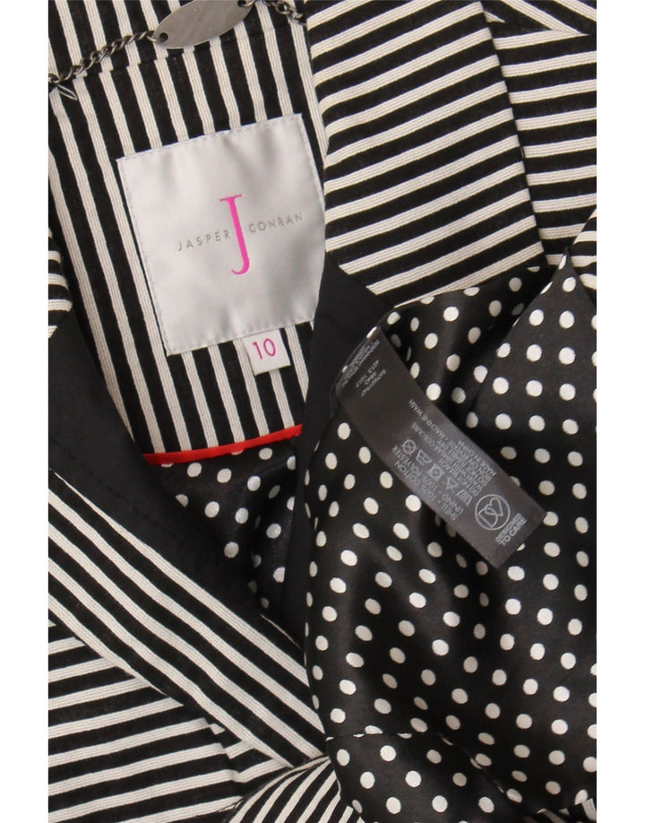 Jasper Conran Chaqueta Blazer de Manga 3/4 para Mujer UK 10 Small Black Pinstripe