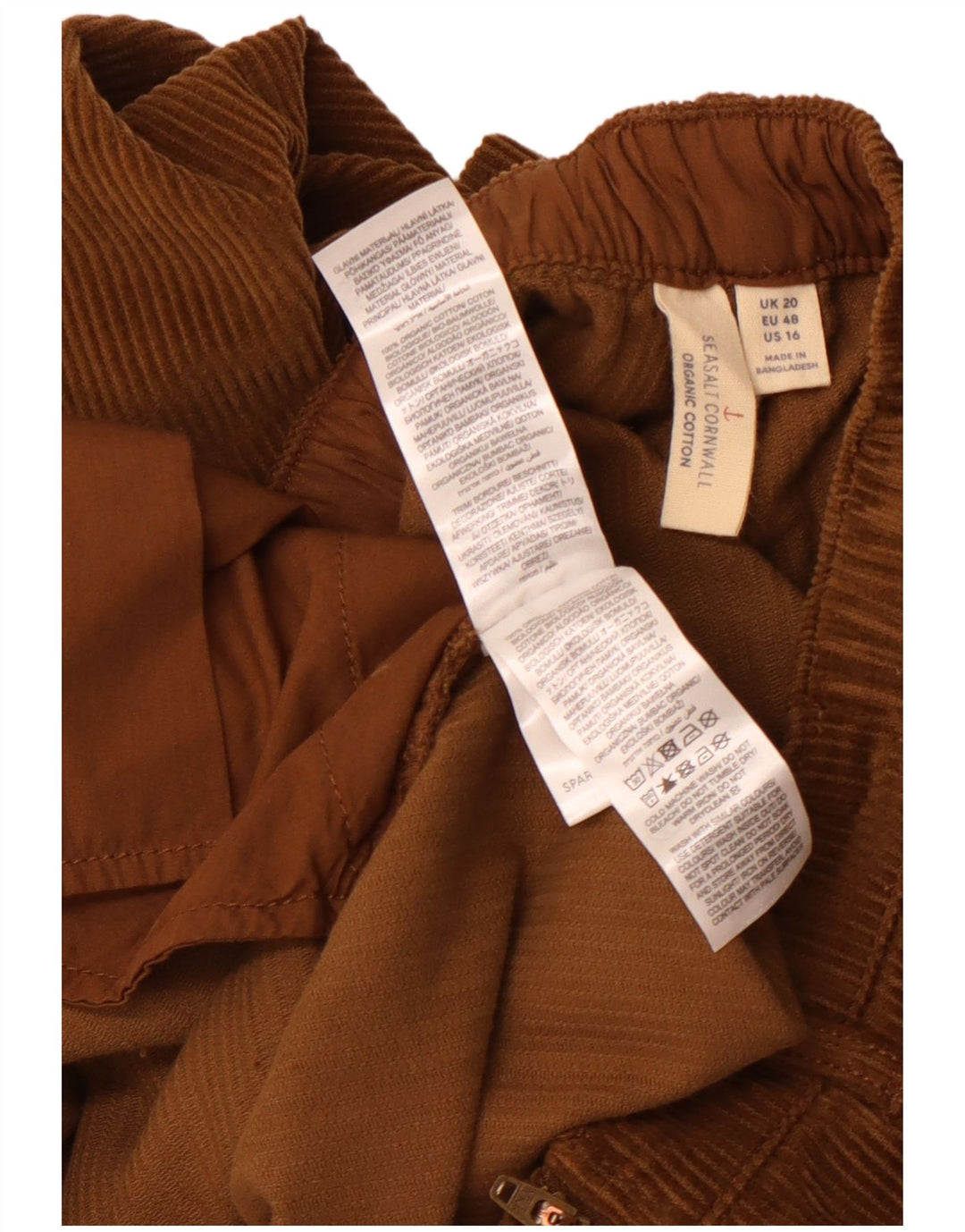 SEASALT CORNWALL Pantalones rectos de pana para mujer UK 20 2XL W40 L28 Marrón