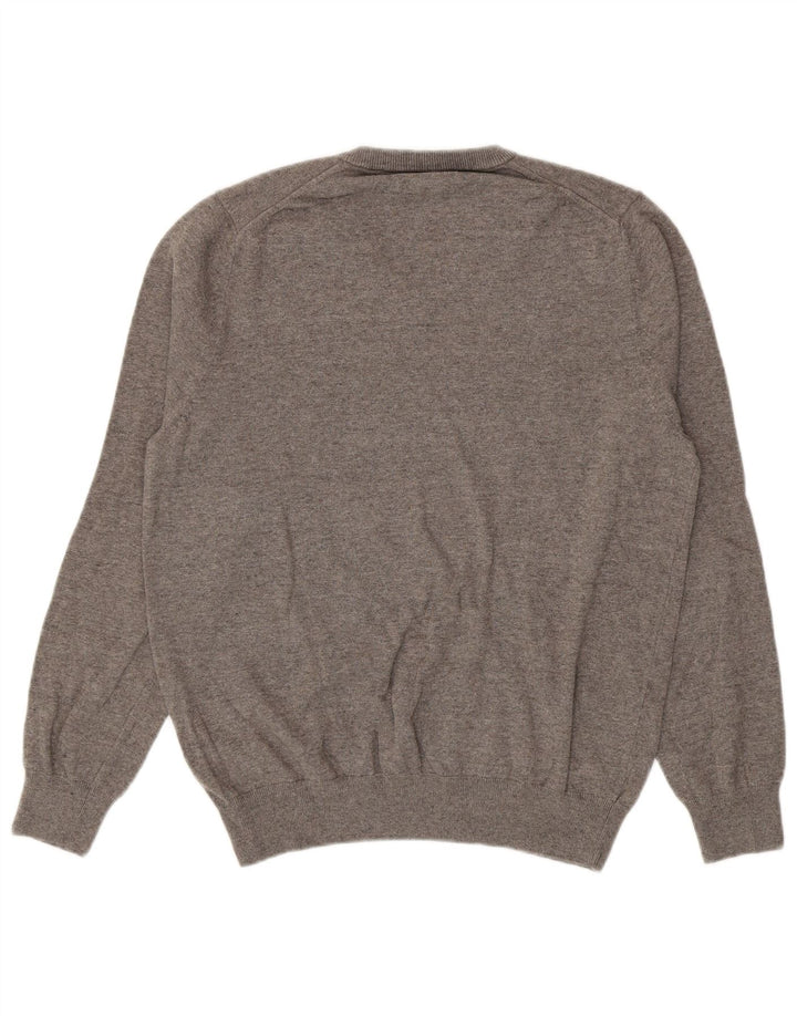 Marks & Spencer Jersey con cuello en V para hombre, talla grande, algodón gris