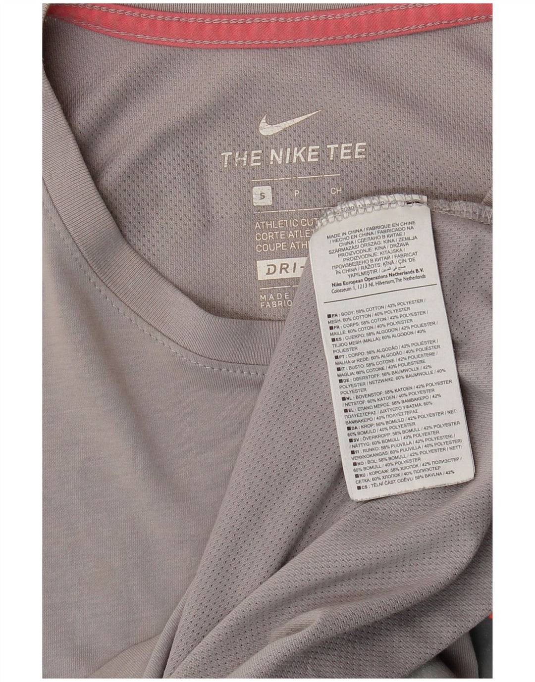 Nike Dri Fit Graphic Top manga larga para hombre pequeño algodón gris
