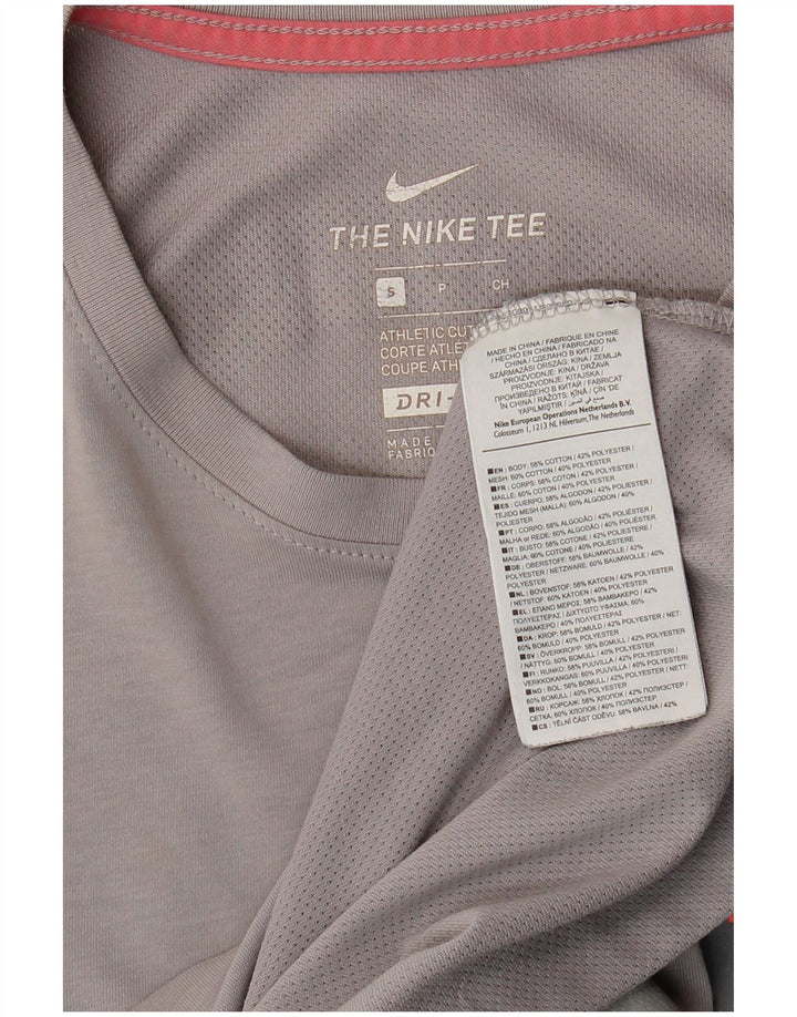 Nike Dri Fit Graphic Top manga larga para hombre pequeño algodón gris