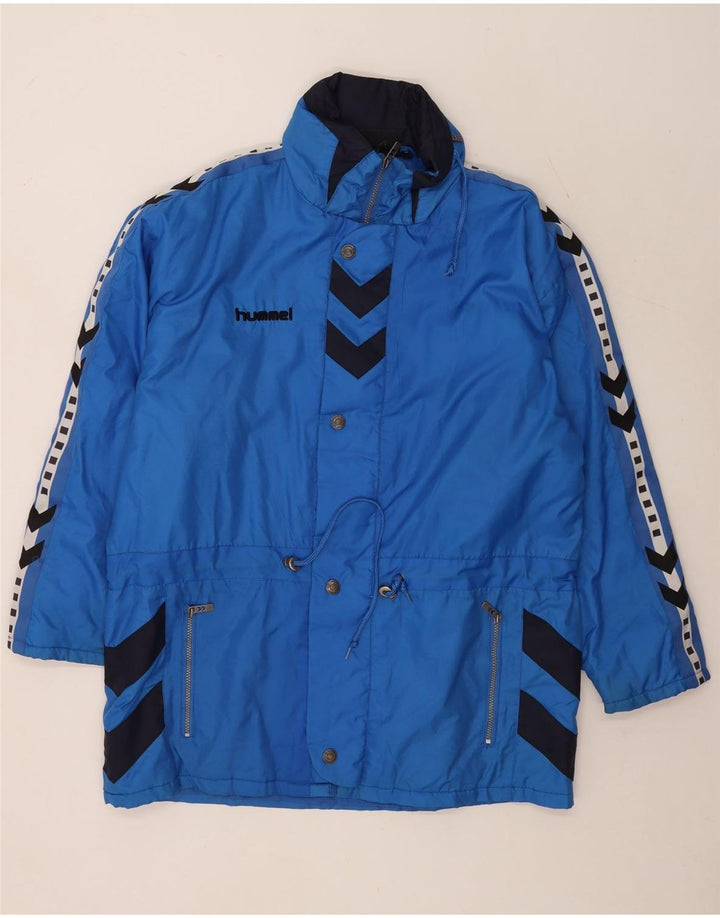 Hummel Chaqueta cortavientos con gráfico de corte holgado para hombre UK 38 Azul medio