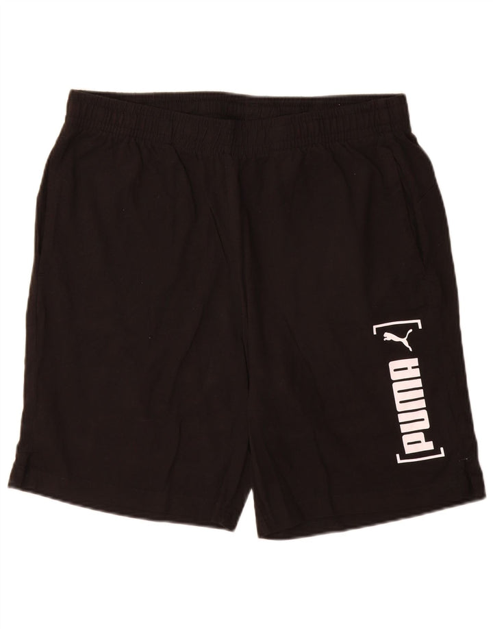 PUMA Pantalones cortos deportivos con gráficos para hombre, talla grande, negro