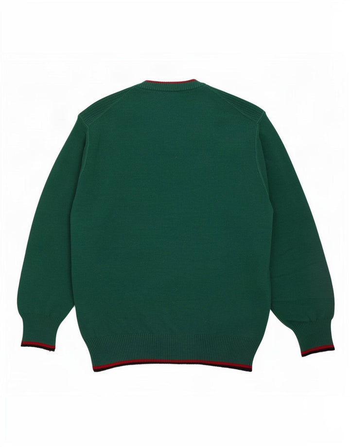 Vintage hombres gráfico cuello redondo jersey suéter grande verde