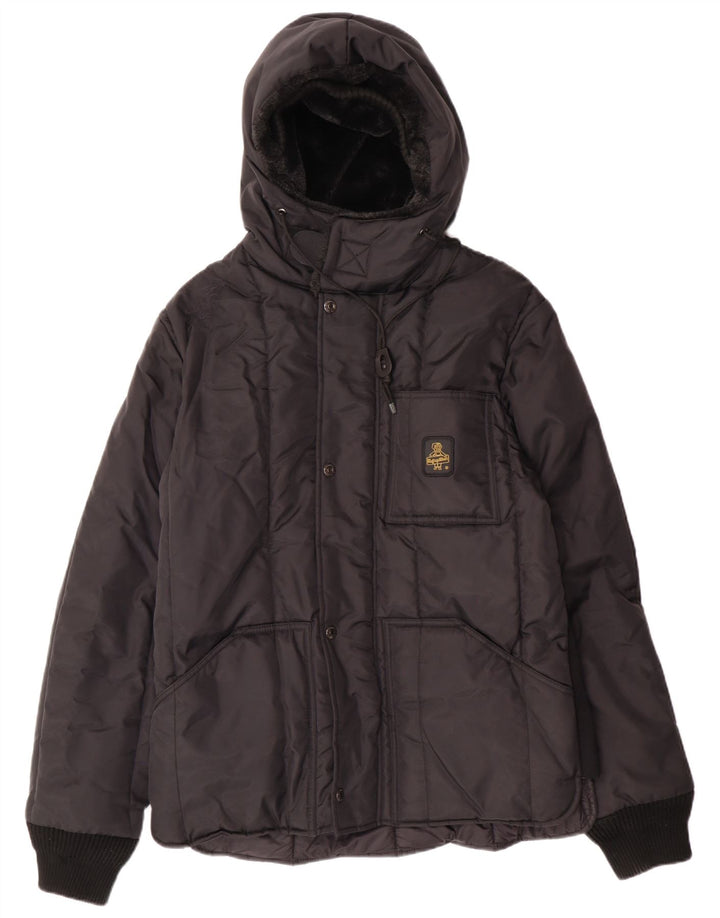 Refrigiwear Chaqueta acolchada con capucha para hombre, talla 42, talla grande, color negro, poliamida, invierno