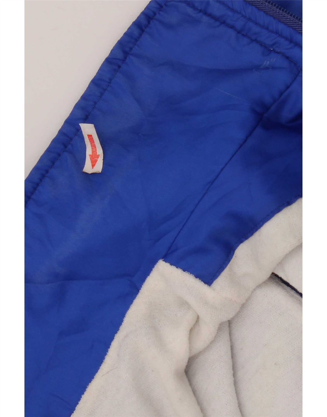 Vintage hombres chándal top chaqueta XL azul geométrico poliéster