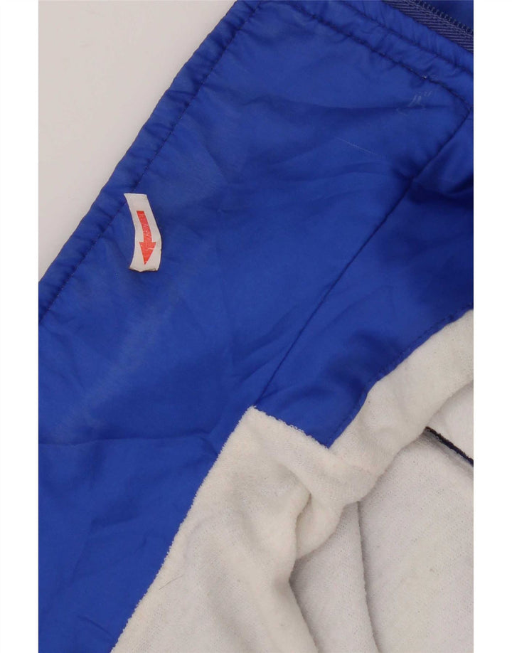 Vintage hombres chándal top chaqueta XL azul geométrico poliéster