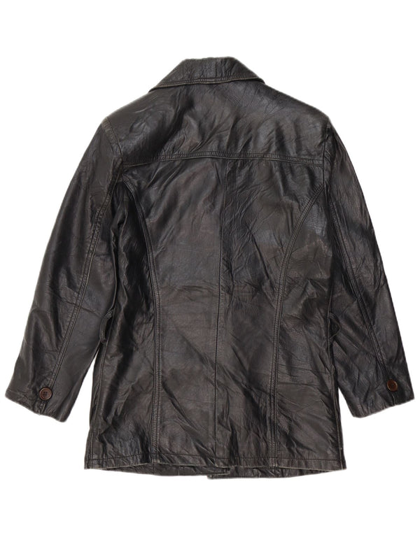VINTAGE Chaqueta de cuero para mujer Reino Unido 10 Pequeño cuero negro