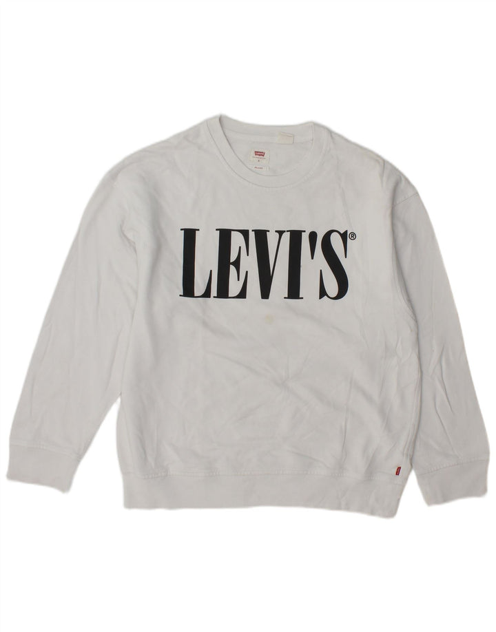 Levi's Hombre Sudadera Con Gráfico Relajado Jersey Pequeño De Algodón Blanco