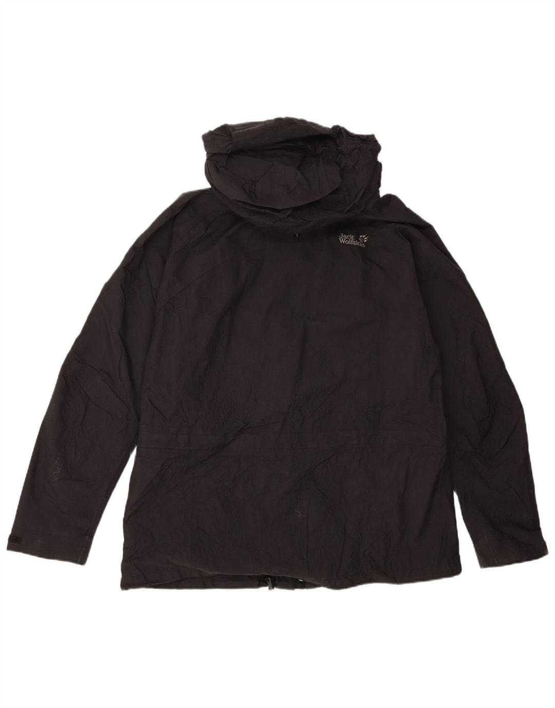 Jack Wolfskin Chaqueta impermeable con capucha para mujer UK 46 Large Poliamida negra