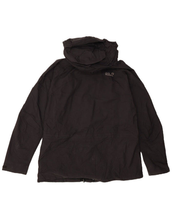 Jack Wolfskin Chaqueta impermeable con capucha para mujer UK 46 Large Poliamida negra