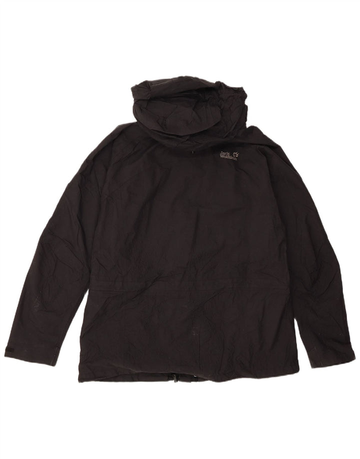 Jack Wolfskin Chaqueta impermeable con capucha para mujer UK 46 Large Poliamida negra