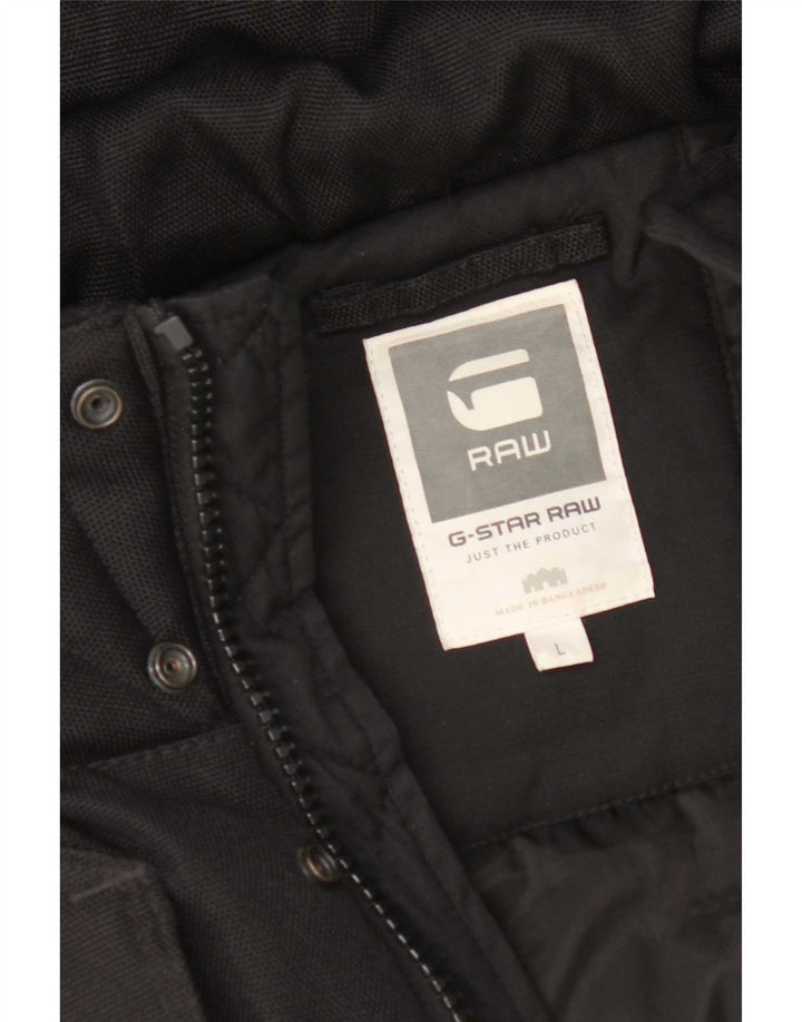 G-Star Chaqueta acolchada con capucha para hombre, talla 40, poliéster negro grande