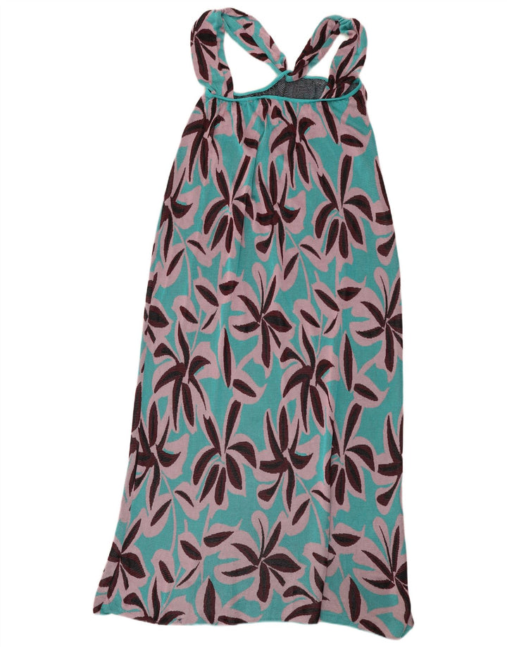Zara Mujer Maxi Vestido De Verano UK 42 Viscosa Floral Azul Medio