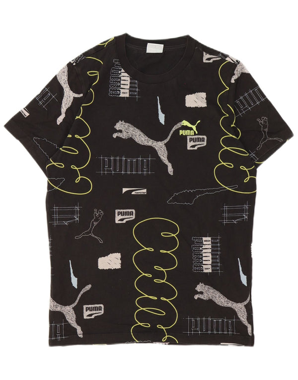 Puma - Camiseta gráfica para hombre, talla pequeña, algodón negro