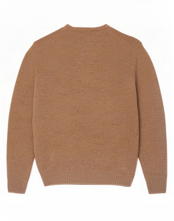 Marlboro Classics Mens Crew Neck Jumper Sweater Large Beige Lambswool