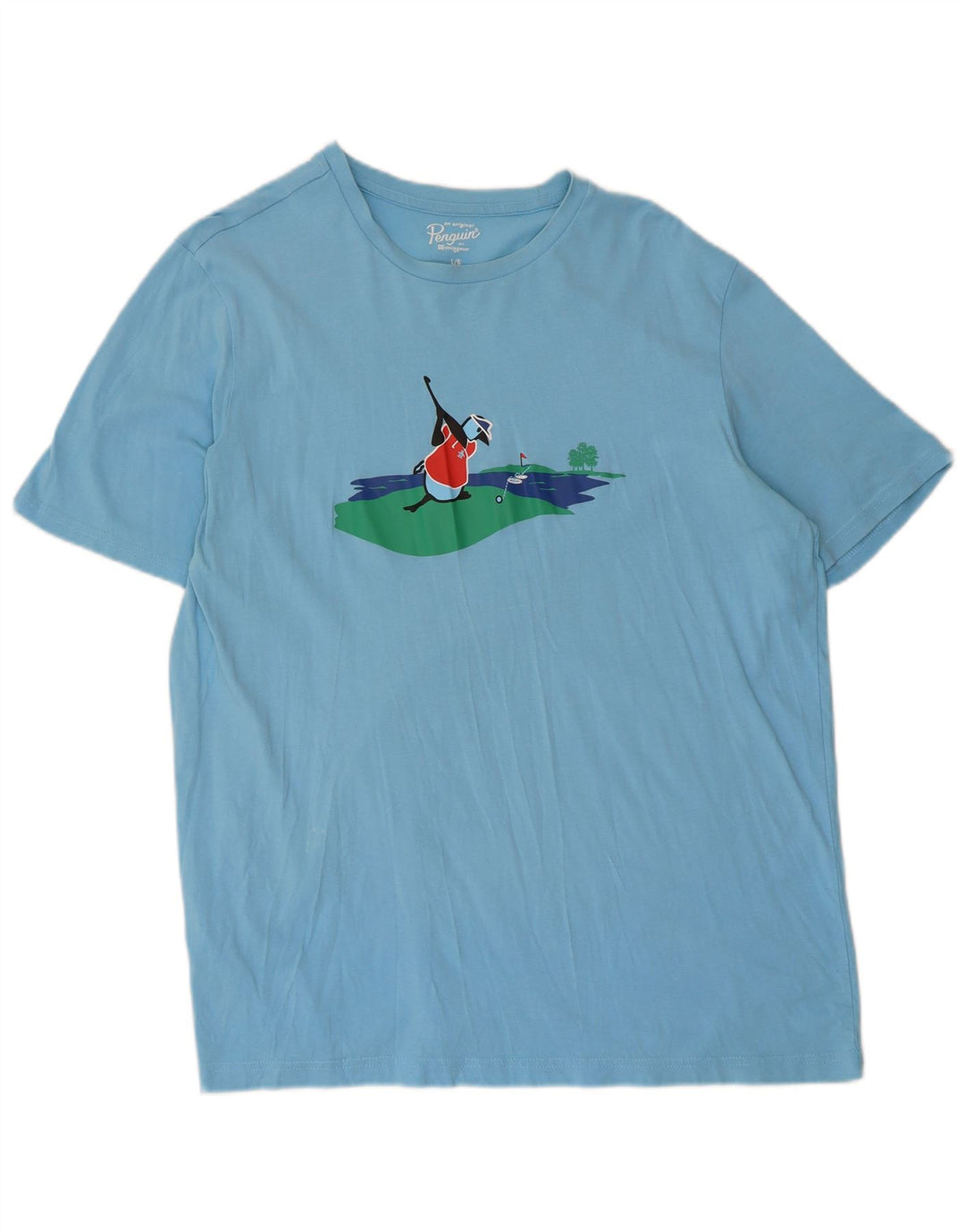 Penguin - Camiseta gráfica para hombre, talla grande, algodón azul