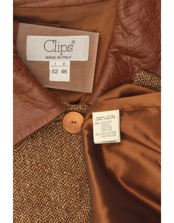 Clips Chaqueta tipo blazer de 4 botones para mujer IT 52 2XL Acetato de espiga marrón