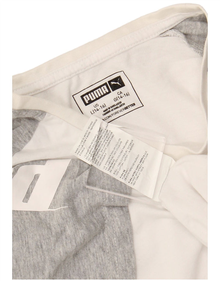 PUMA Camiseta gráfica para niños 12-13 años Grande Blanco Colorblock Algodón