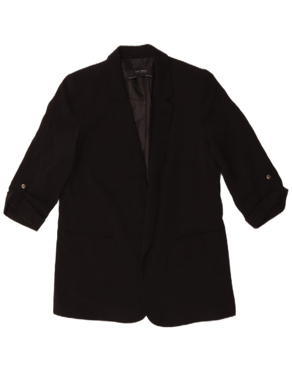Zara Chaqueta Blazer Abierta De Manga 3/4 para Mujer UK 44 Medium Black