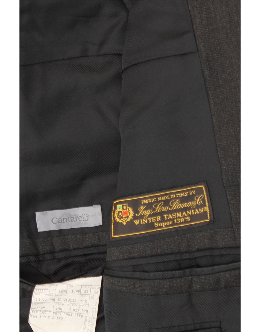 CANTARELLI Chaqueta tipo blazer de 2 botones Loro Piana para hombre IT 58 4XL Gris