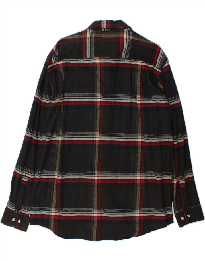ATLAS FOR MEN Mens Flannel Shirt Large Black Check Cotton Vintage Atlas For Men and Second-Hand Atlas For Men from Messina Hembry 