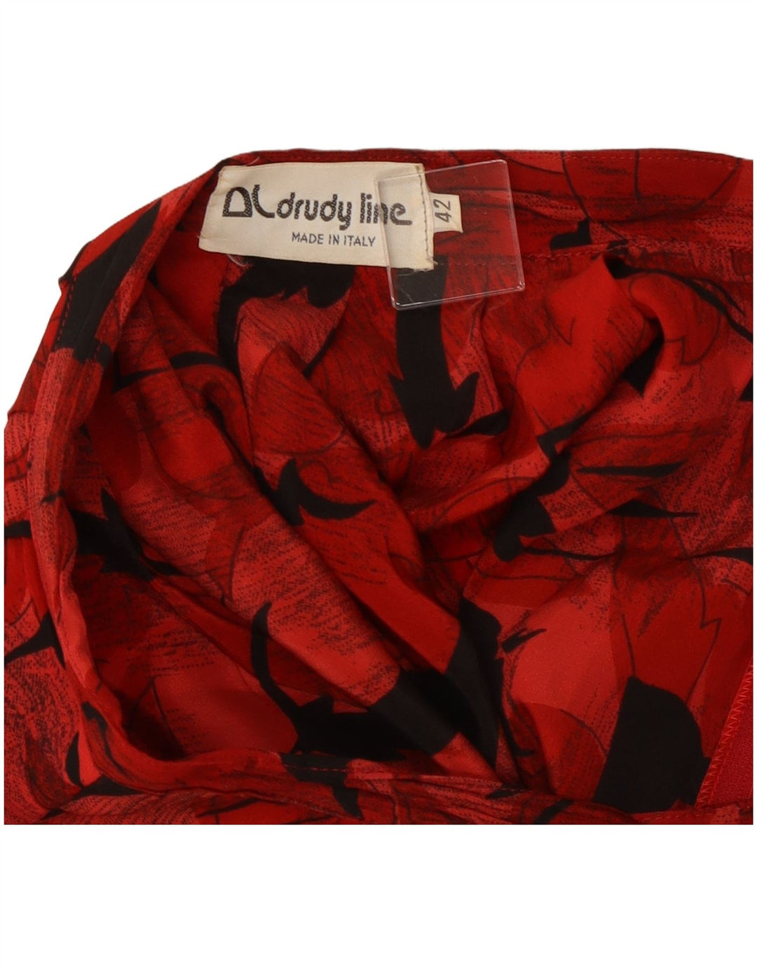 Vintage mujer patrón abstracto falda plisada IT 42 Medio W26 Rojo Clásico