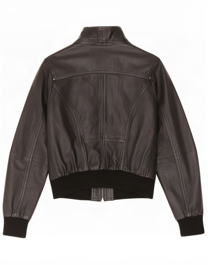 Carrie Hoxton Chaqueta de cuero para mujer UK 44 Mediana Negro