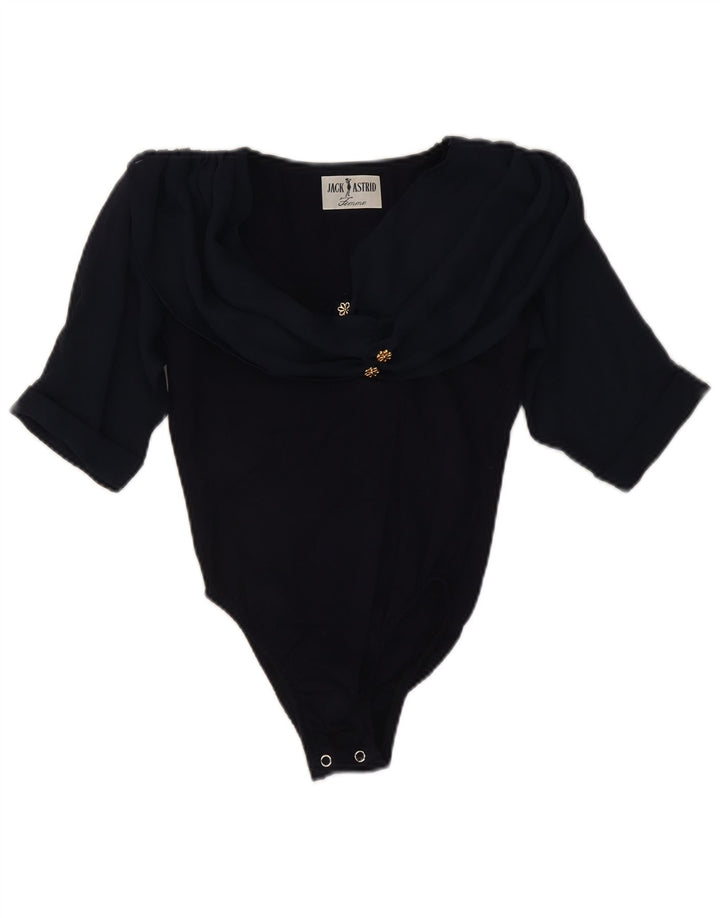 Vintage mujer body UK 8 pequeño azul marino floral
