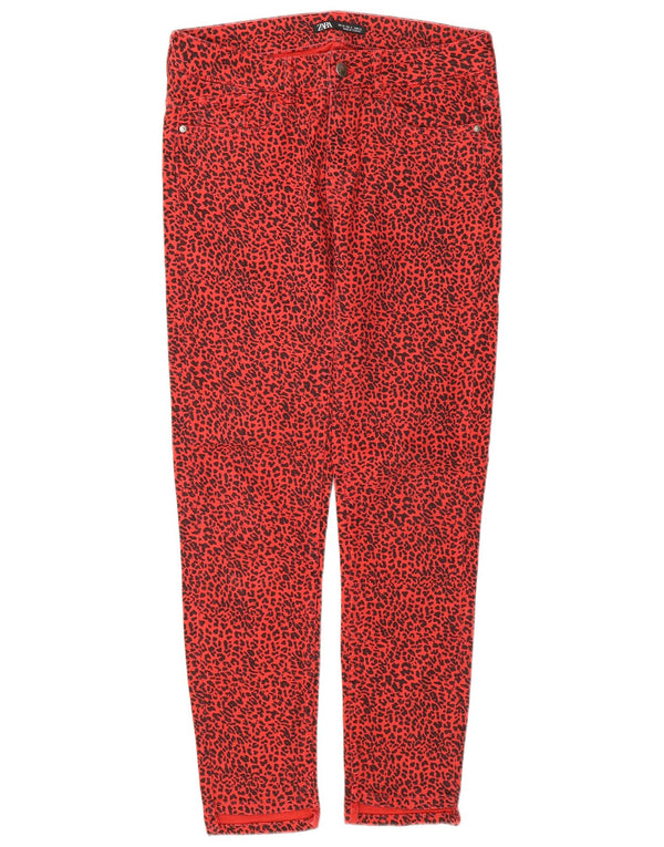 Zara Jeans Slim para Mujer EU 38 Small W28 L28 Rojo Estampado Animal