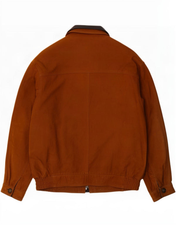 Chaqueta de cuero vintage para hombre IT 54 2XL Marrón